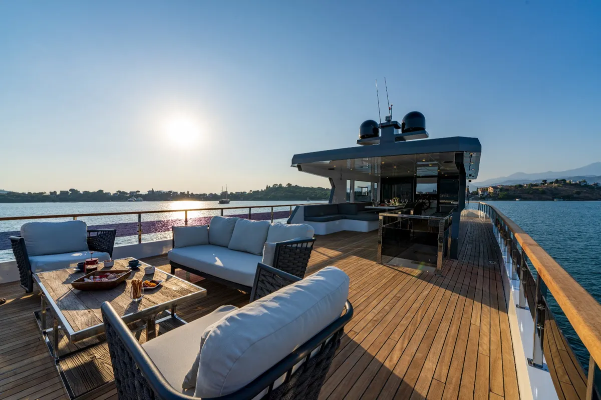 Deck of Albatros Explorer, a Custom Made Albatros Explorer motor yacht at Fethiye, Turkey