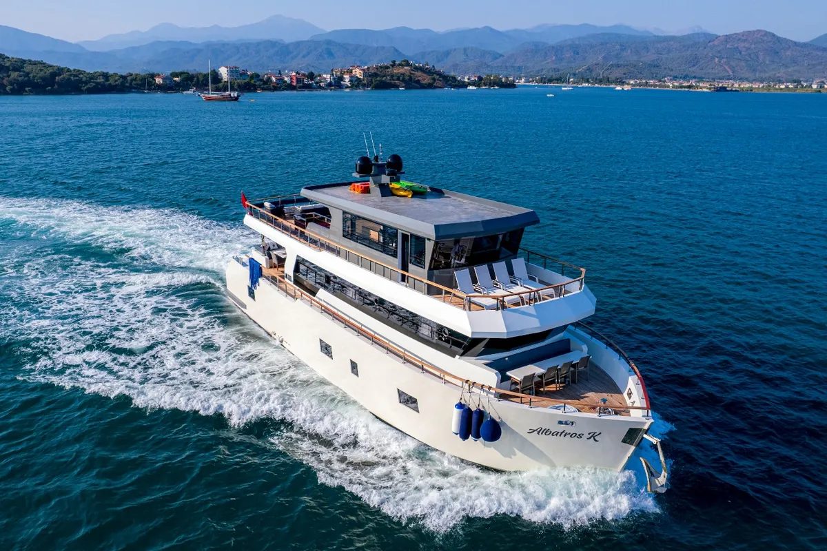 Exterior view of Albatros Explorer, a Custom Made Albatros Explorer motor yacht at Fethiye, Turkey