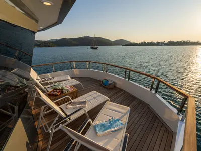 Deck of Albatros Explorer, a Custom Made Albatros Explorer motor yacht at Fethiye, Turkey