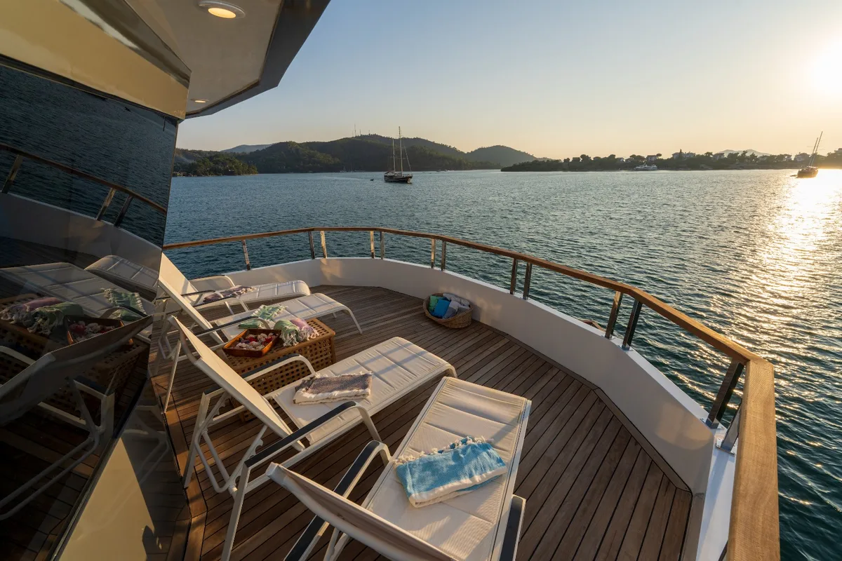 Deck of Albatros Explorer, a Custom Made Albatros Explorer motor yacht at Fethiye, Turkey
