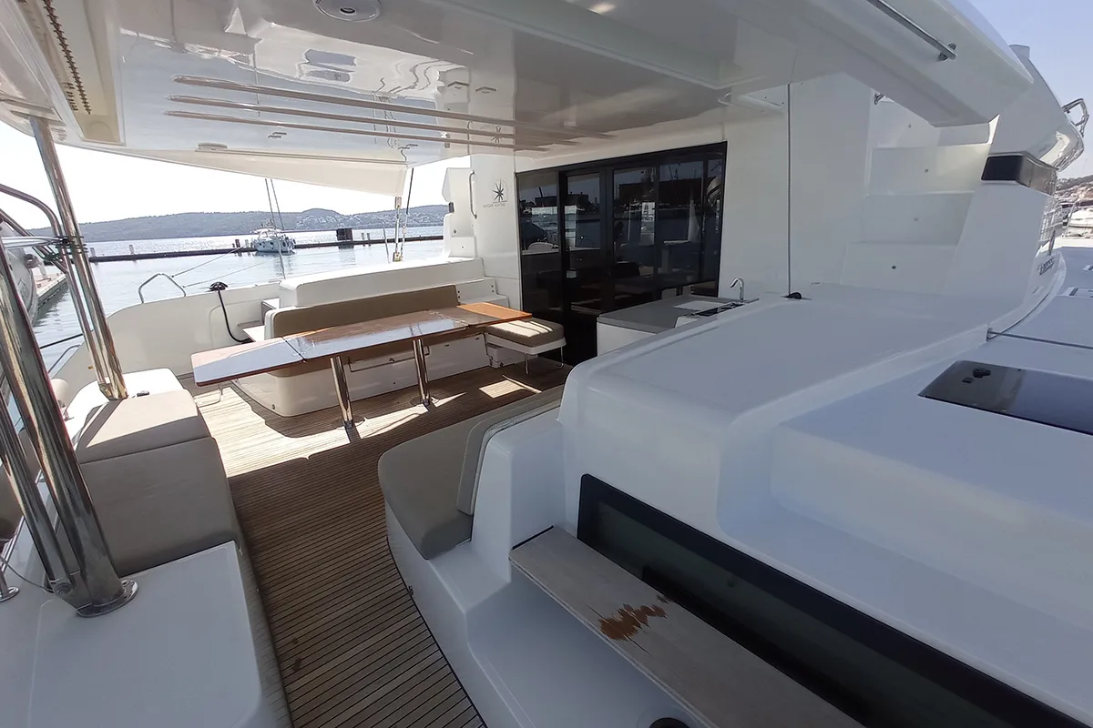Deck of Ragnarök, a Lagoon 50 catamaran at Seget Donji, Croatia