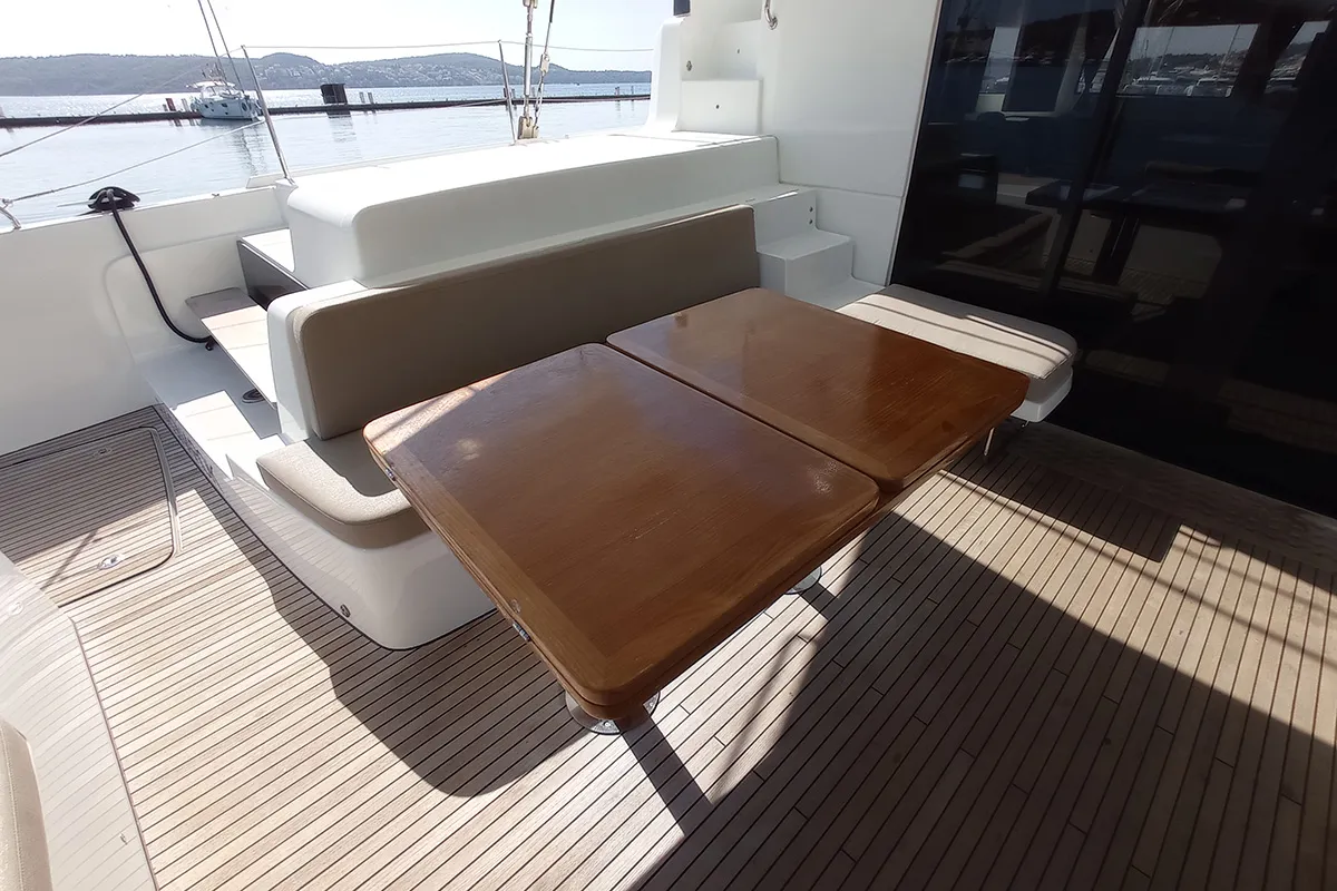 Deck of Ragnarök, a Lagoon 50 catamaran at Seget Donji, Croatia