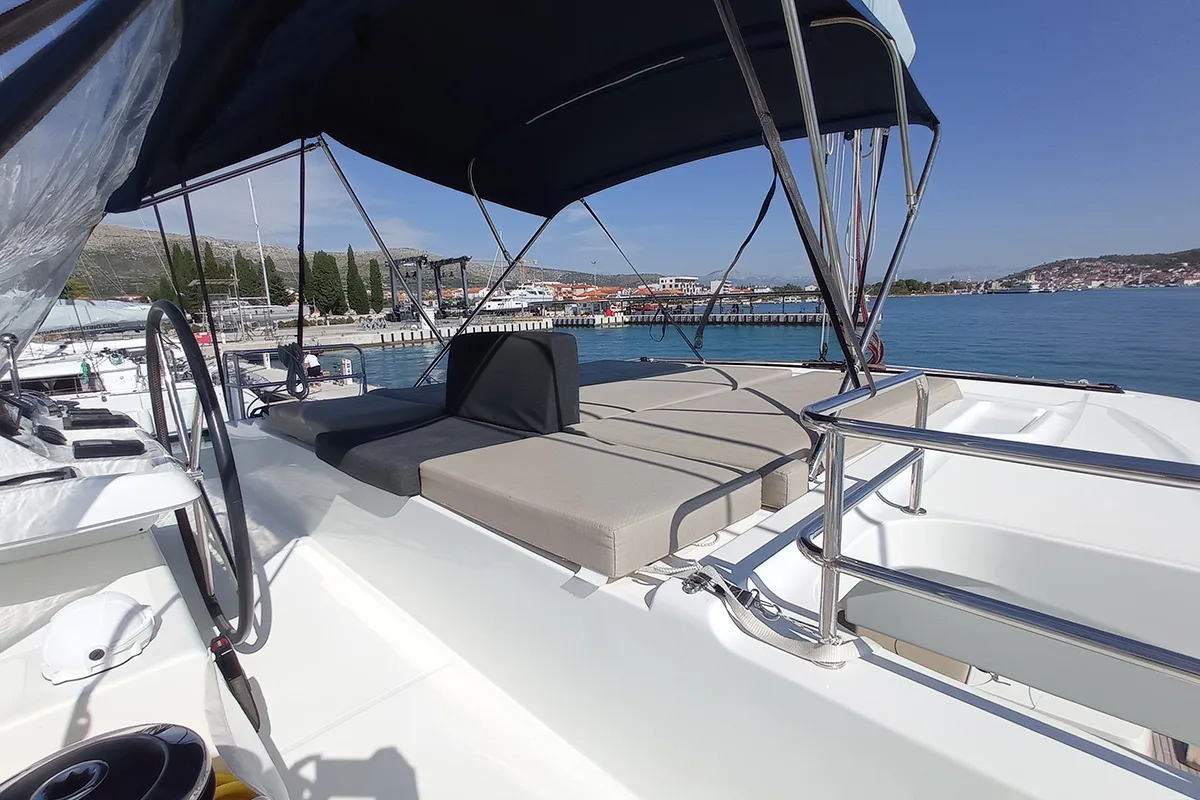 Cockpit of Ragnarök, a Lagoon 50 catamaran at Seget Donji, Croatia