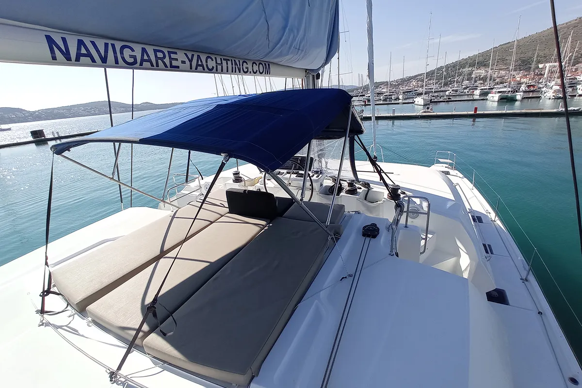 Cockpit of Ragnarök, a Lagoon 50 catamaran at Seget Donji, Croatia