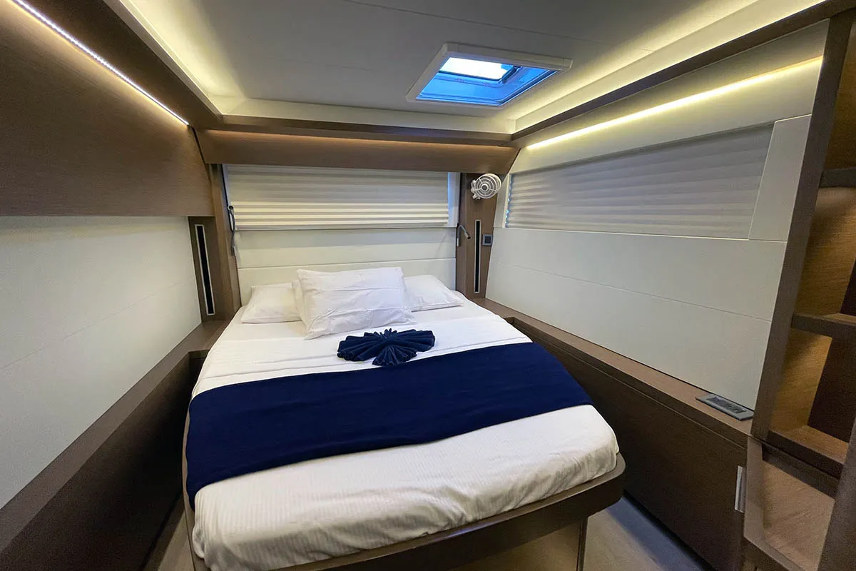 Cabin on Ragnarök, a Lagoon 50 catamaran at Seget Donji, Croatia