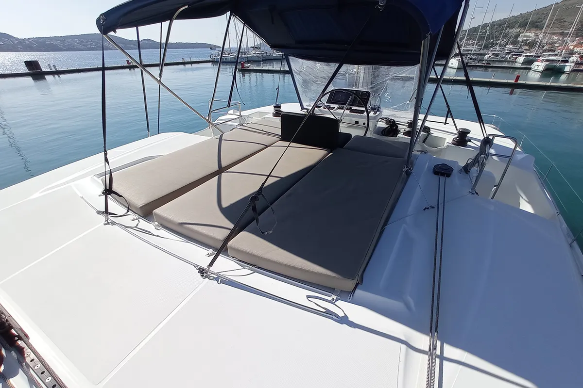Cockpit of Ragnarök, a Lagoon 50 catamaran at Seget Donji, Croatia