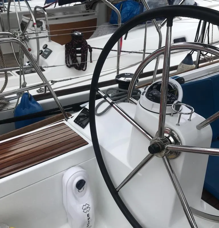 Cockpit of Alboran Grappa (Las Galletas), a Jeanneau Sun Odyssey 519 sailboat at Elephant Butte Estates, United States