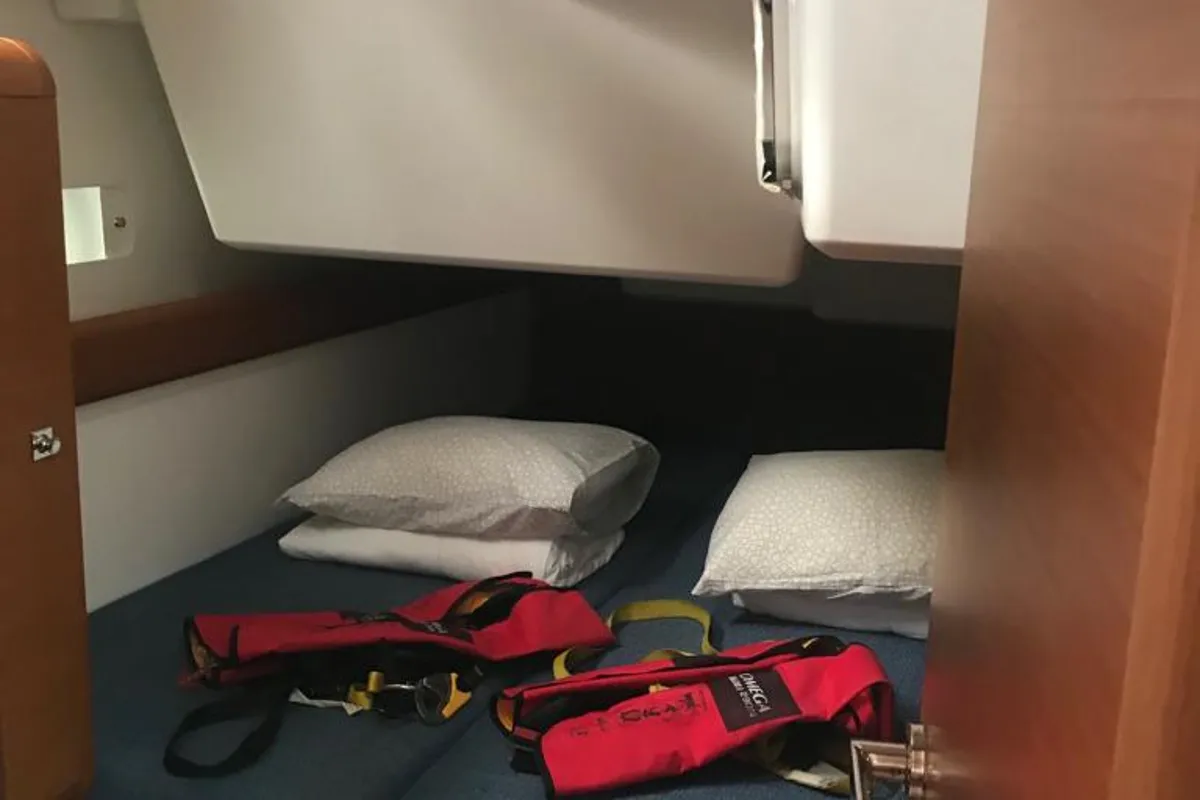 Cabin on Alboran Grappa (Las Galletas), a Jeanneau Sun Odyssey 519 sailboat at Elephant Butte Estates, United States