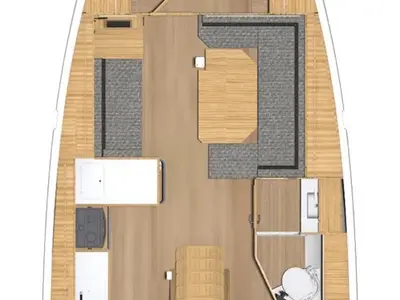Floor plan of Roscana, a Bavaria C42 sailboat at Marseille, France