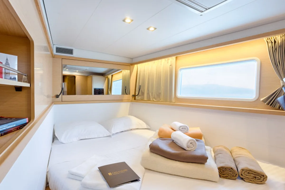Cabin on METRA , a Lagoon 450 Fly catamaran at Grad Trogir, Croatia