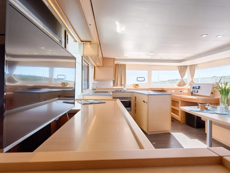 Galley of METRA , a Lagoon 450 Fly catamaran at Grad Trogir, Croatia