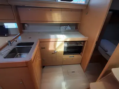Galley of Hedoné, a Dufour 412 Grand large sailboat at Tonnarella, Italy