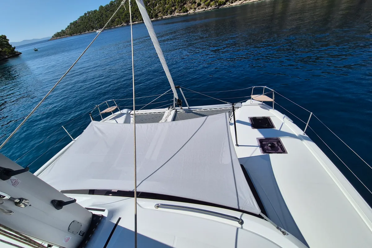 Deck of Stela, a Lagoon 43 catamaran at Rogoznica, Croatia