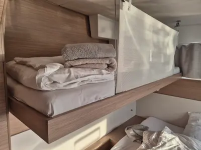 Cabin on Stela, a Lagoon 43 catamaran at Rogoznica, Croatia