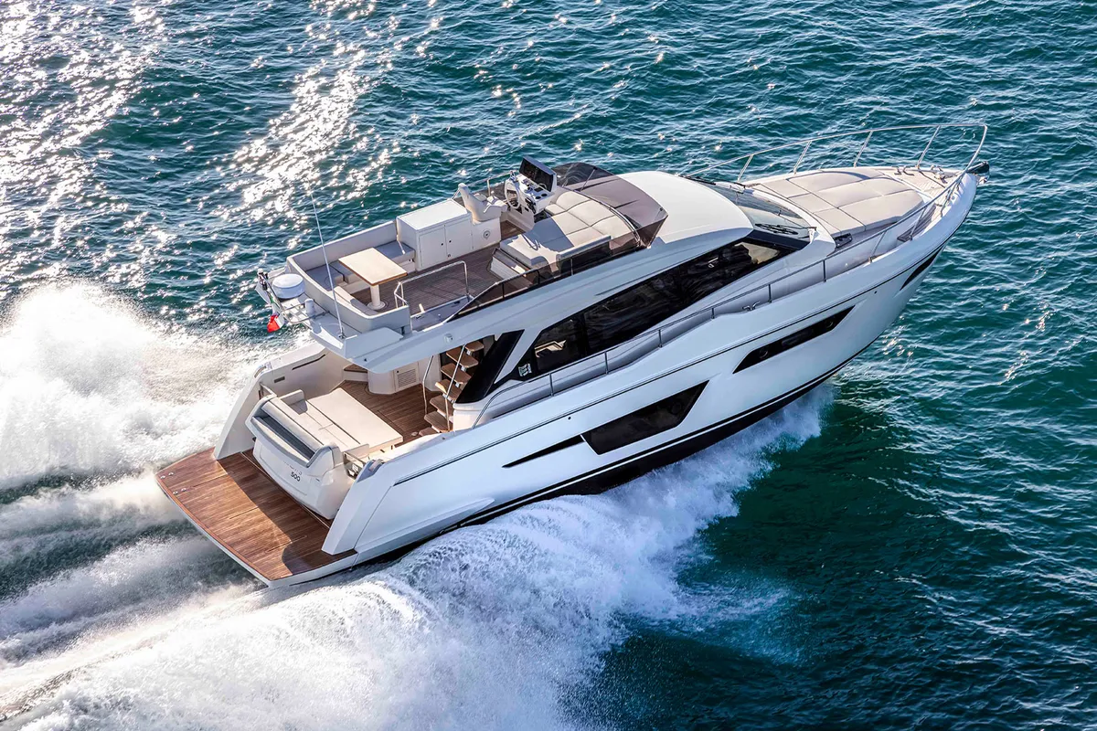 Exterior view of Ferretti Yachts 500 - 3 + 1 cab, a motor yacht at Sukošan, Croatia