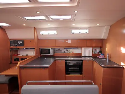 Galley of Leonis, a Bavaria Cruiser 50 sailboat at Llucmajor, Spain