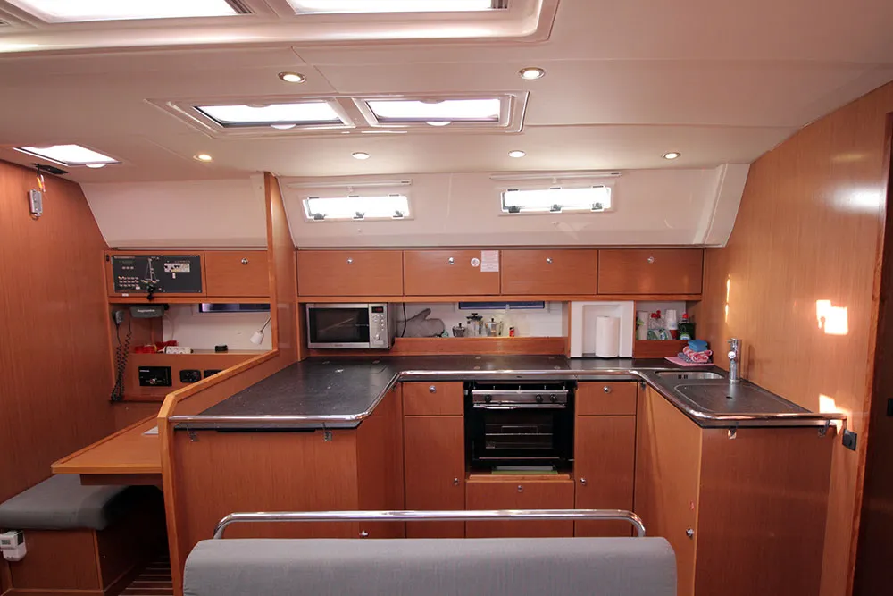 Galley of Leonis, a Bavaria Cruiser 50 sailboat at Llucmajor, Spain