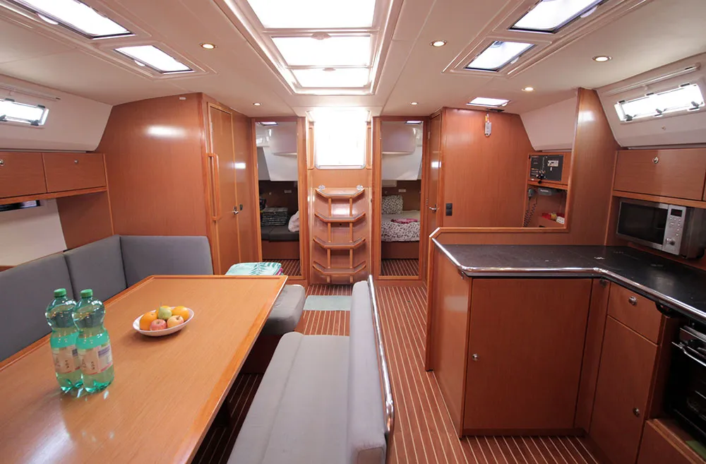 Salon of Leonis, a Bavaria Cruiser 50 sailboat at Llucmajor, Spain