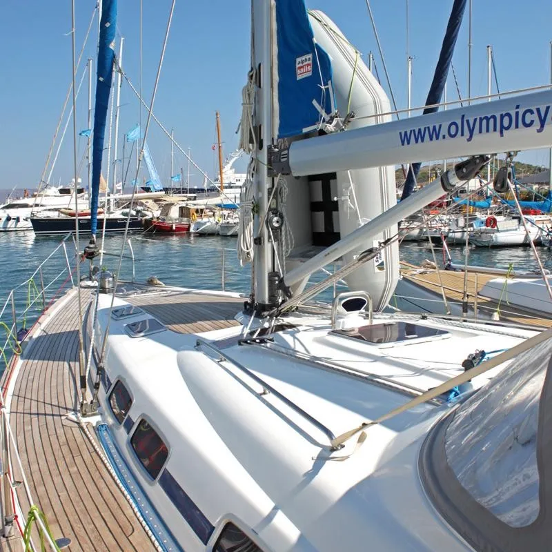 Deck of Ocean Caresser, a Bavaria 46 Cruiser sailboat at Msida, Malta
