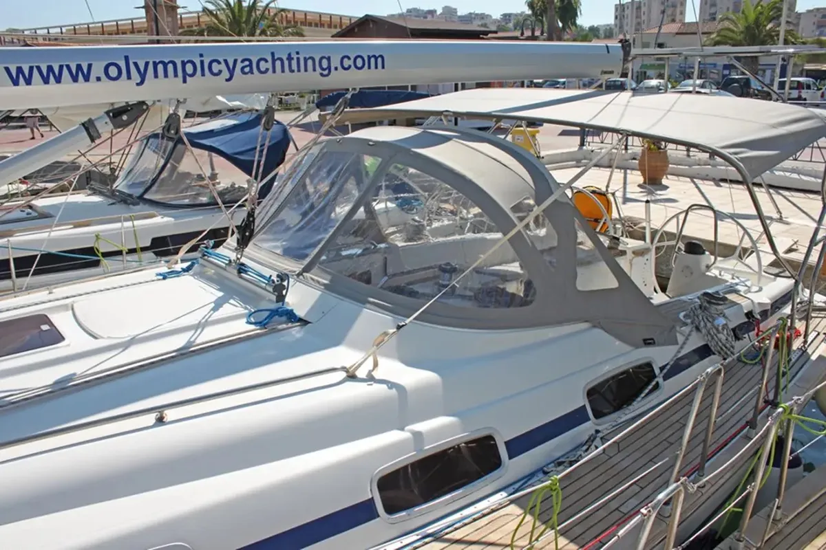 Deck of Ocean Caresser, a Bavaria 46 Cruiser sailboat at Msida, Malta