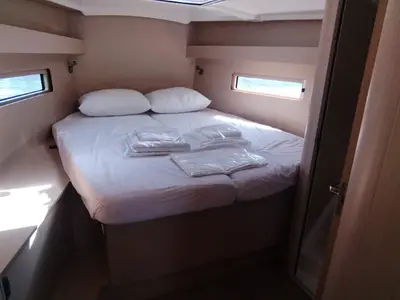 Cabin on Ferrari, a Beneteau Oceanis 40.1 sailboat at Lavreotiki Municipal Unit, Greece