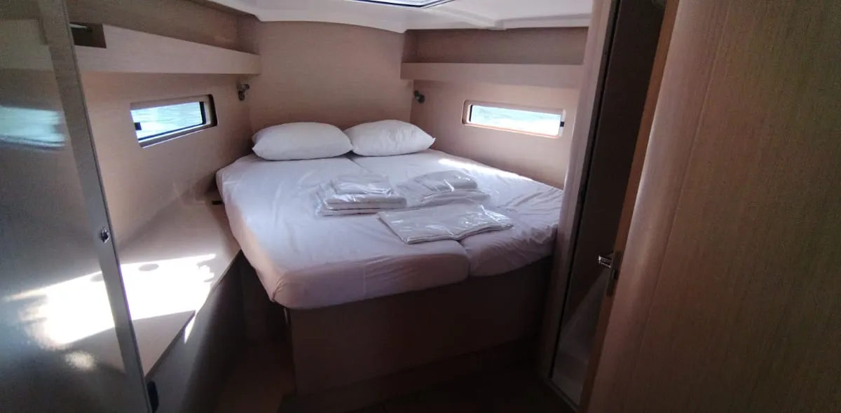 Cabin on Ferrari, a Beneteau Oceanis 40.1 sailboat at Lavreotiki Municipal Unit, Greece