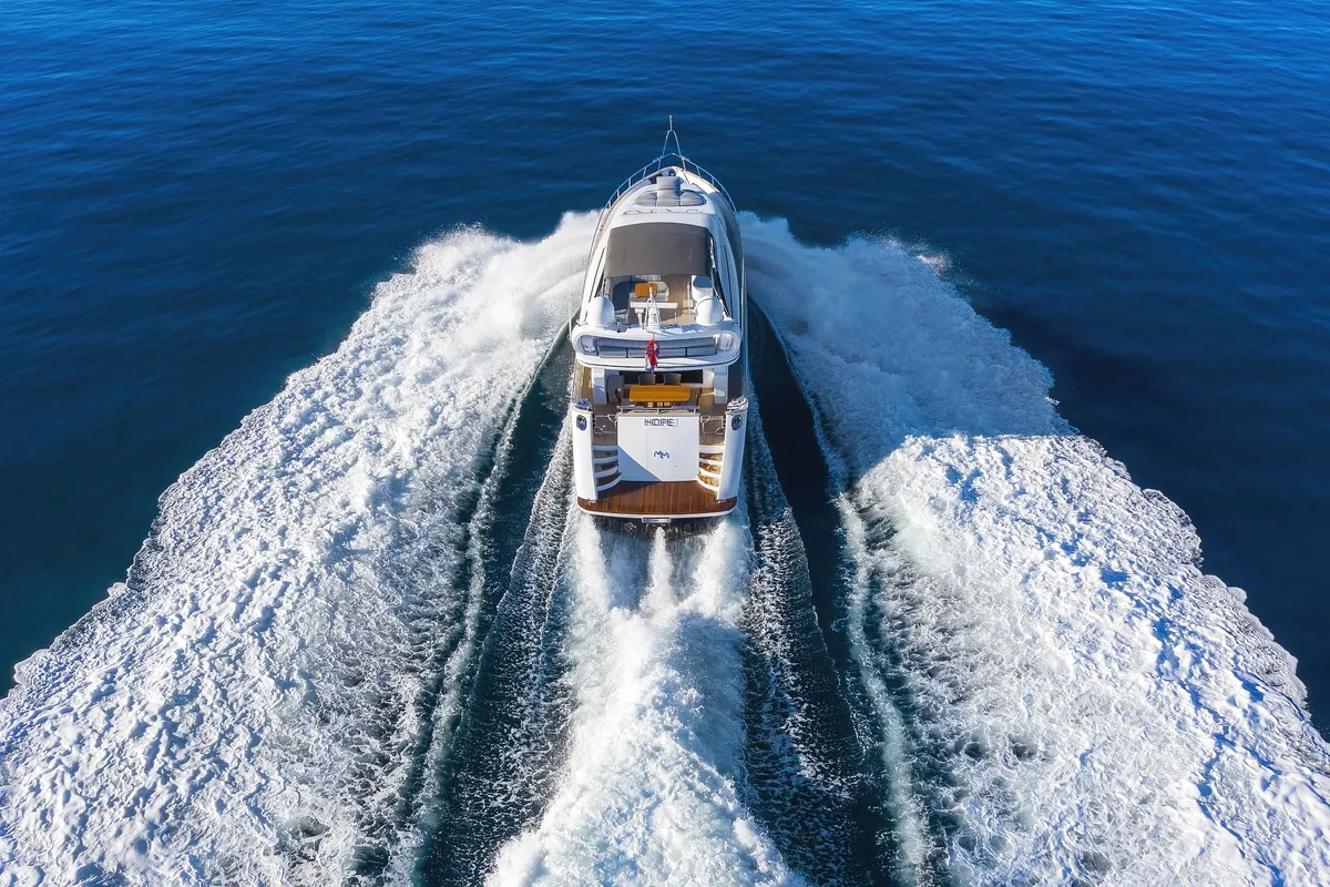 Exterior view of Hope I, a Maiora 20S motor yacht at Grad Kaštela, Croatia