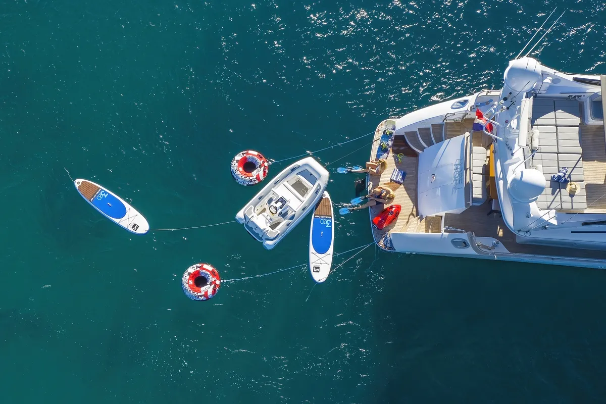 Exterior view of Hope I, a Maiora 20S motor yacht at Grad Kaštela, Croatia