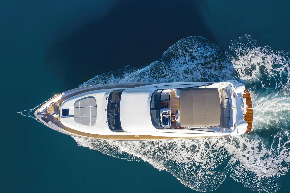 Exterior view of Hope I, a Maiora 20S motor yacht at Grad Kaštela, Croatia
