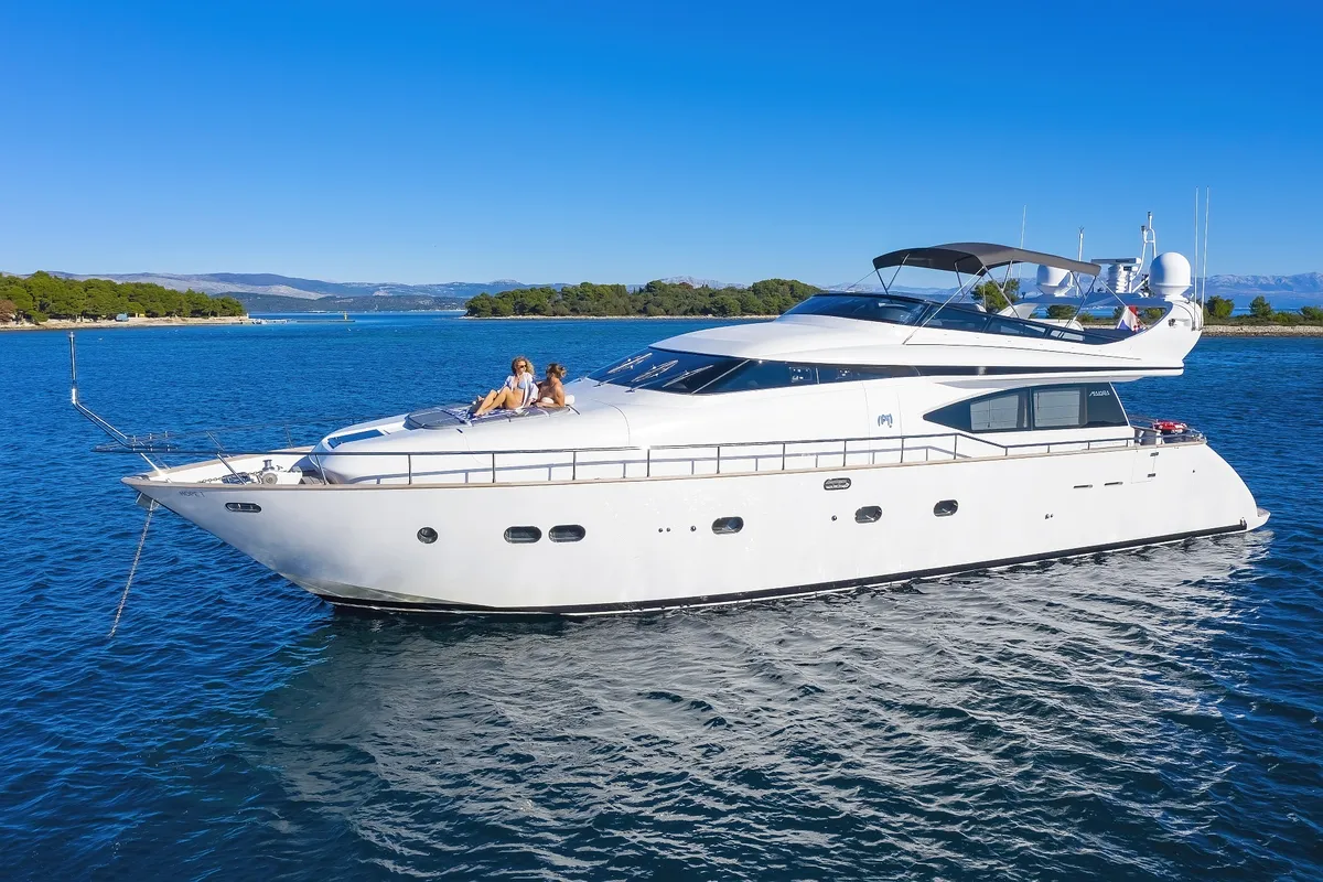 Exterior view of Hope I, a Maiora 20S motor yacht at Grad Kaštela, Croatia