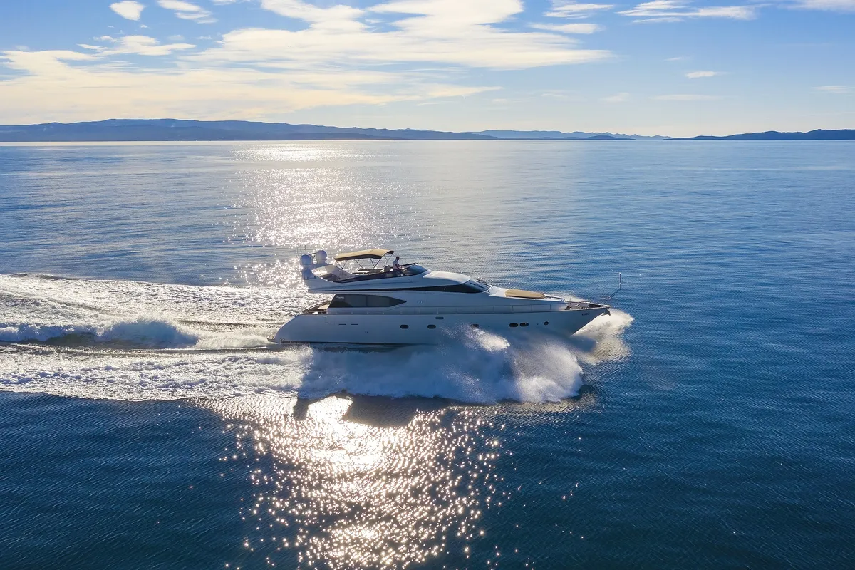 Exterior view of Hope I, a Maiora 20S motor yacht at Grad Kaštela, Croatia