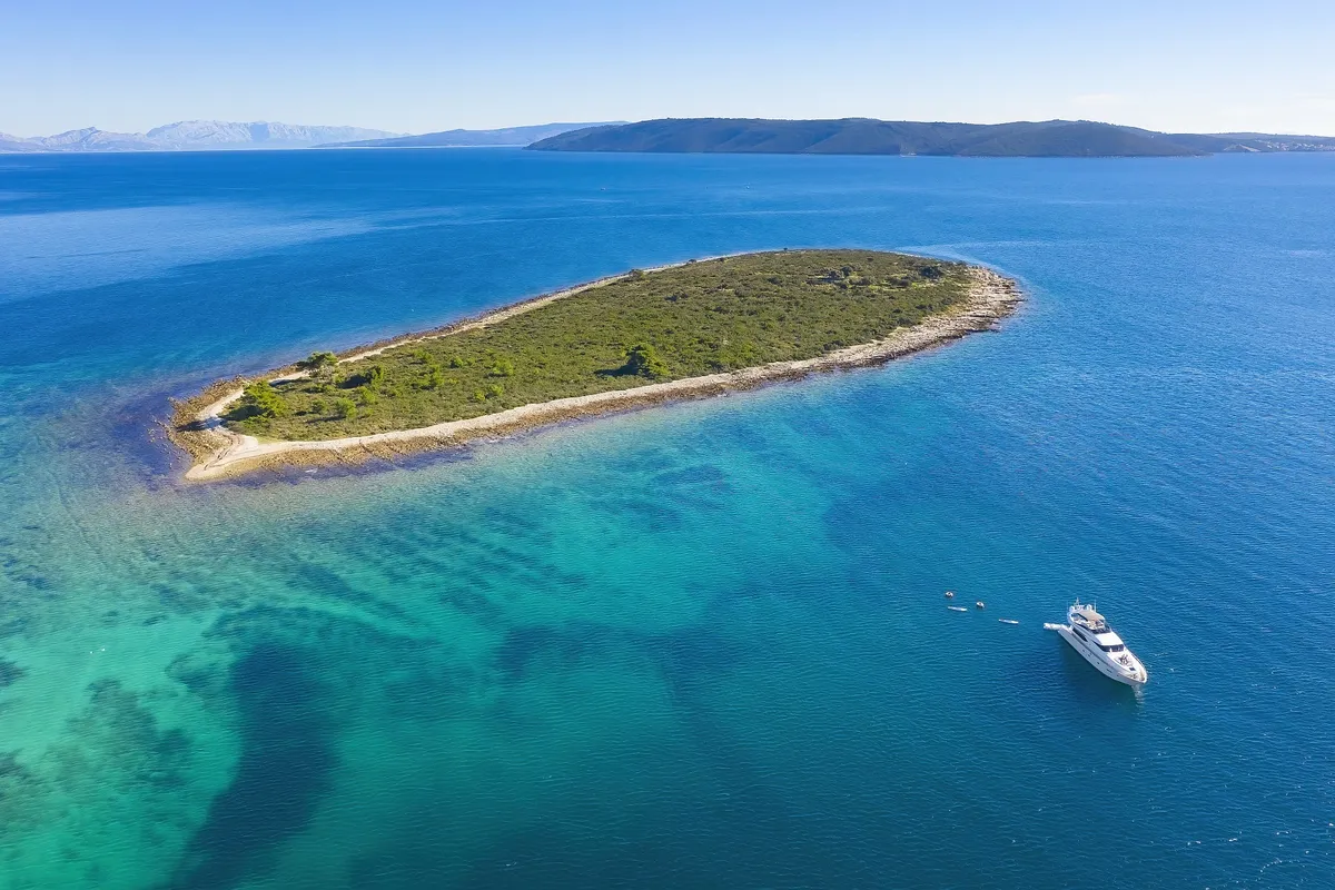 Exterior view of Hope I, a Maiora 20S motor yacht at Grad Kaštela, Croatia