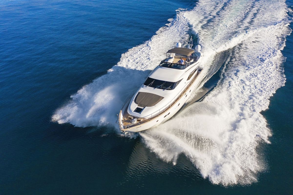 Exterior view of Hope I, a Maiora 20S motor yacht at Grad Kaštela, Croatia