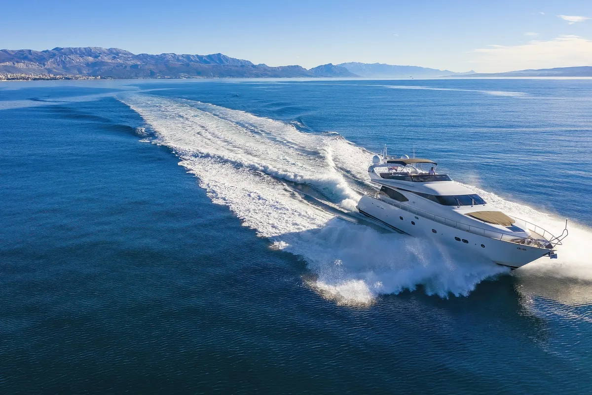 Exterior view of Hope I, a Maiora 20S motor yacht at Grad Kaštela, Croatia
