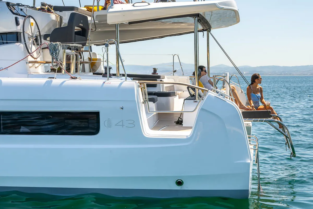 Deck of Epic Life, a Lagoon 43 catamaran at Road Town, British Virgin Islands