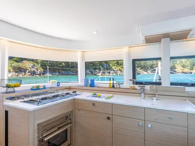 Galley of Epic Life, a Lagoon 43 catamaran at Road Town, British Virgin Islands