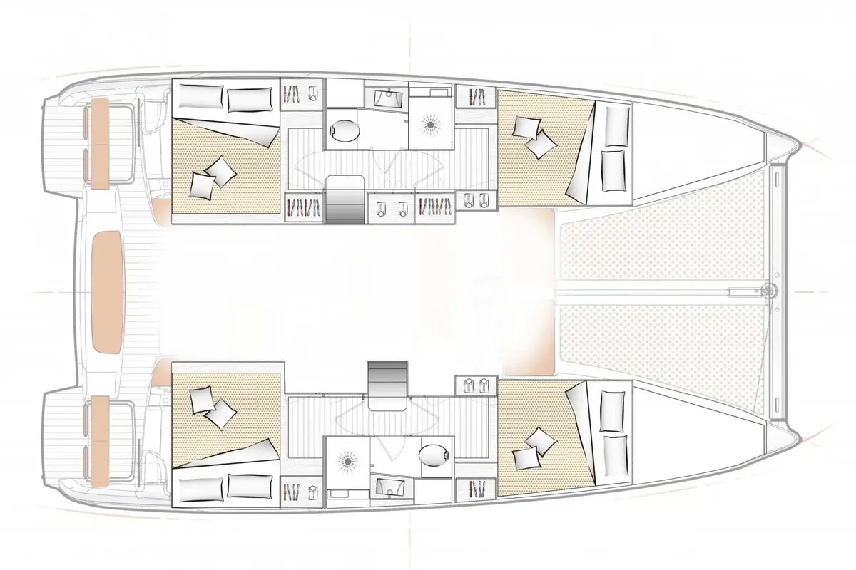 Floor plan of Stema, a Excess 11 catamaran at Athens, Greece