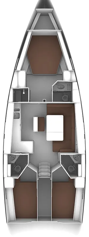 Floor plan of NN, a Bavaria Cruiser 46 sailboat at Procida, Italy