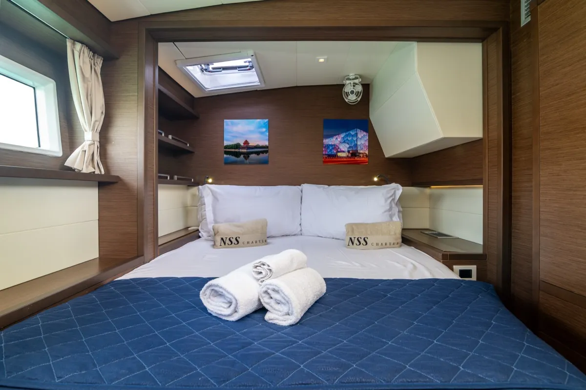 Head on Big Mama, a Lagoon 52F catamaran at Olbia, Italy