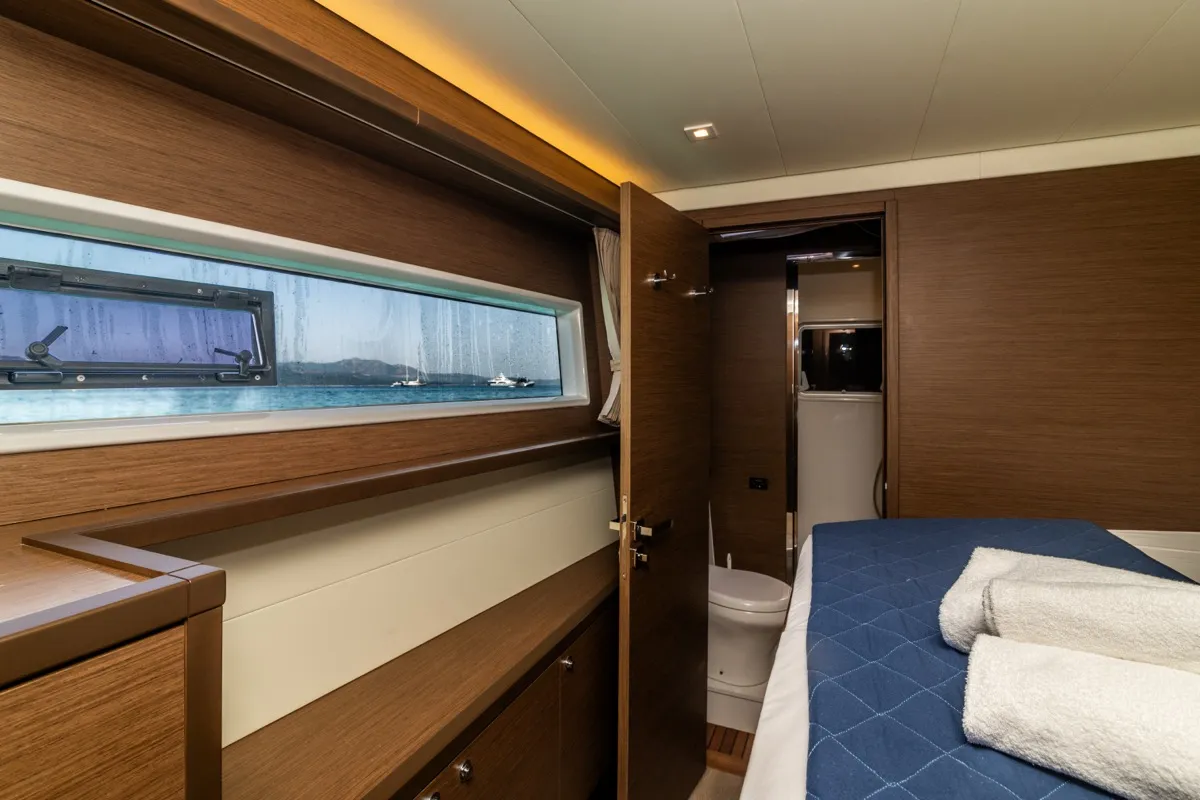 Cabin on Big Mama, a Lagoon 52F catamaran at Olbia, Italy