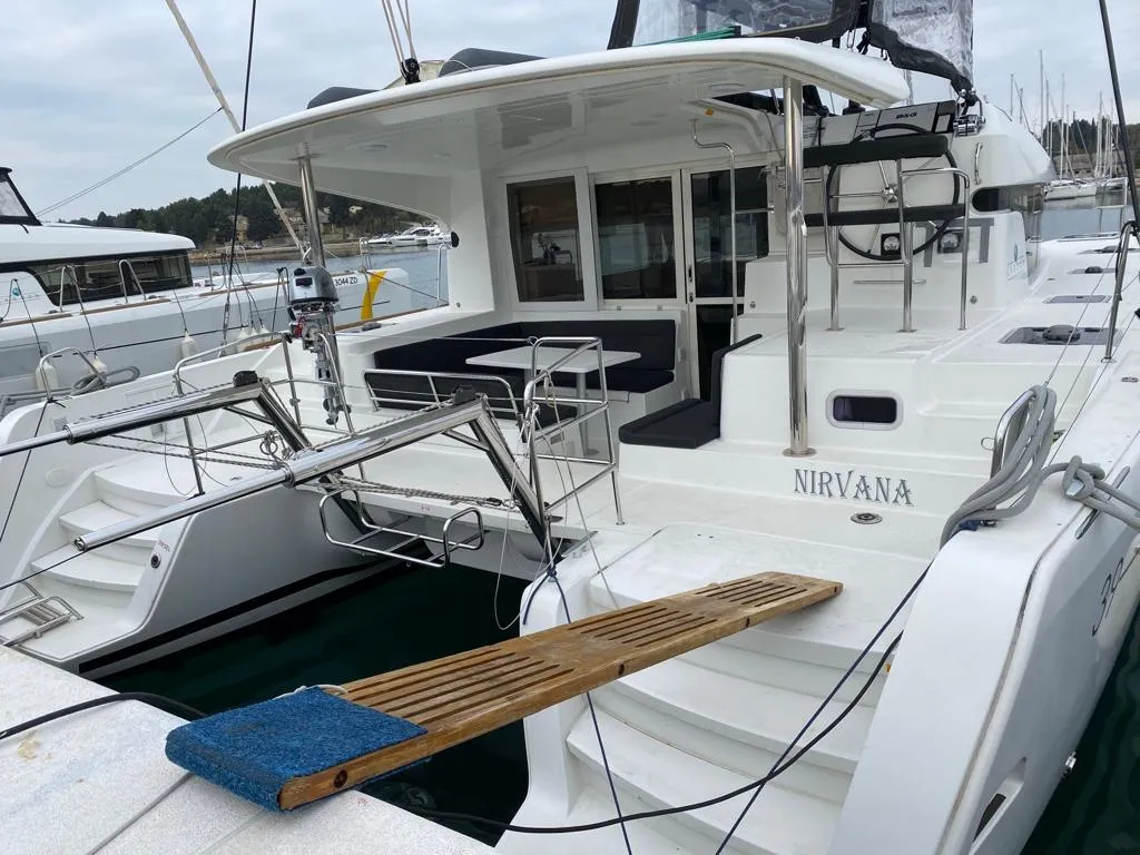 Exterior view of NIRVANA, a Lagoon 39 catamaran at Grad Pula, Croatia