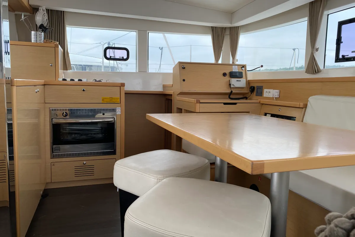 Salon of NIRVANA, a Lagoon 39 catamaran at Grad Pula, Croatia