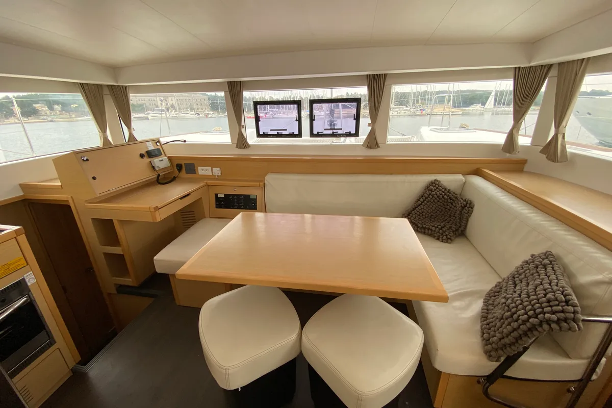 Salon of NIRVANA, a Lagoon 39 catamaran at Grad Pula, Croatia
