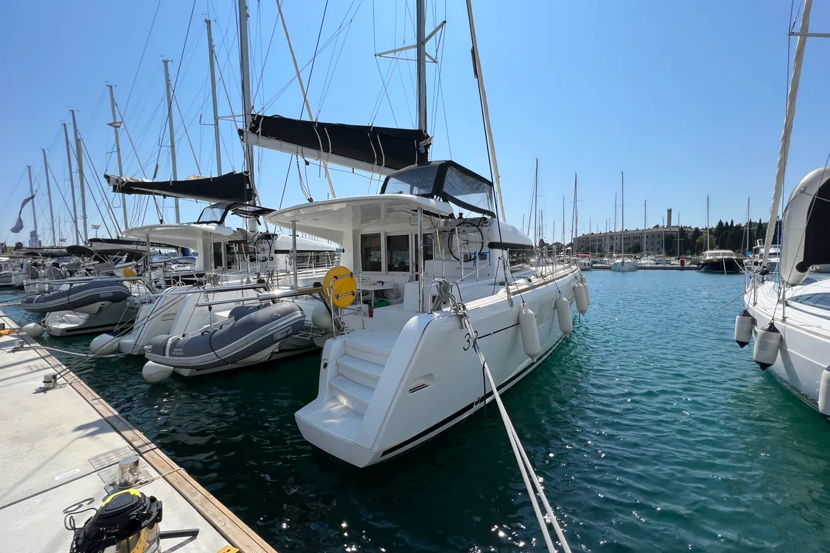 Exterior view of NIRVANA, a Lagoon 39 catamaran at Grad Pula, Croatia