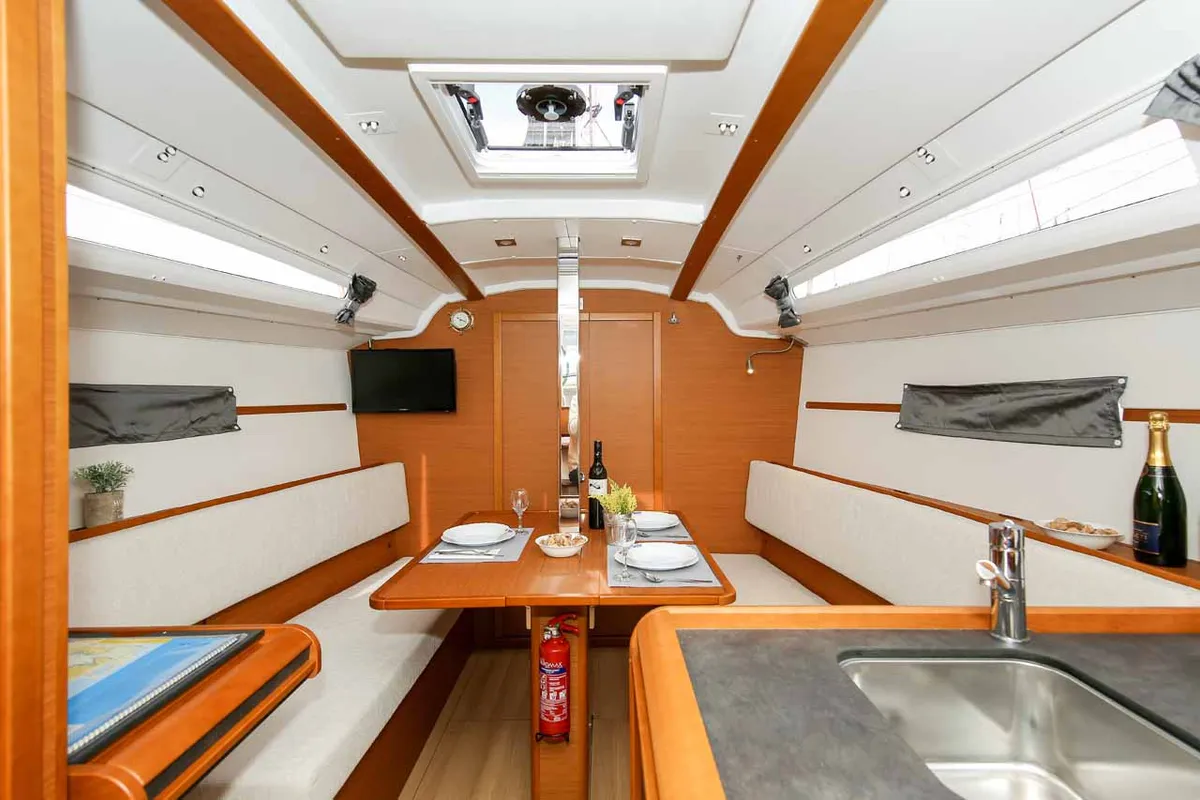 Salon of Polly Fun, a Jeanneau Sun Odyssey 349 sailboat at Jezera, Croatia