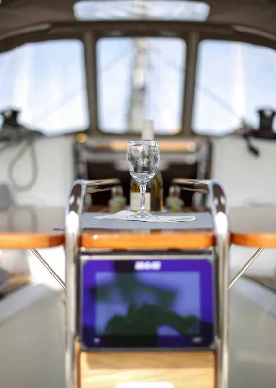 Cockpit of Polly Fun, a Jeanneau Sun Odyssey 349 sailboat at Jezera, Croatia
