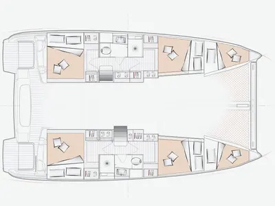 Floor plan of Minoas, a Excess 11 catamaran at Agios Stefanos, Greece