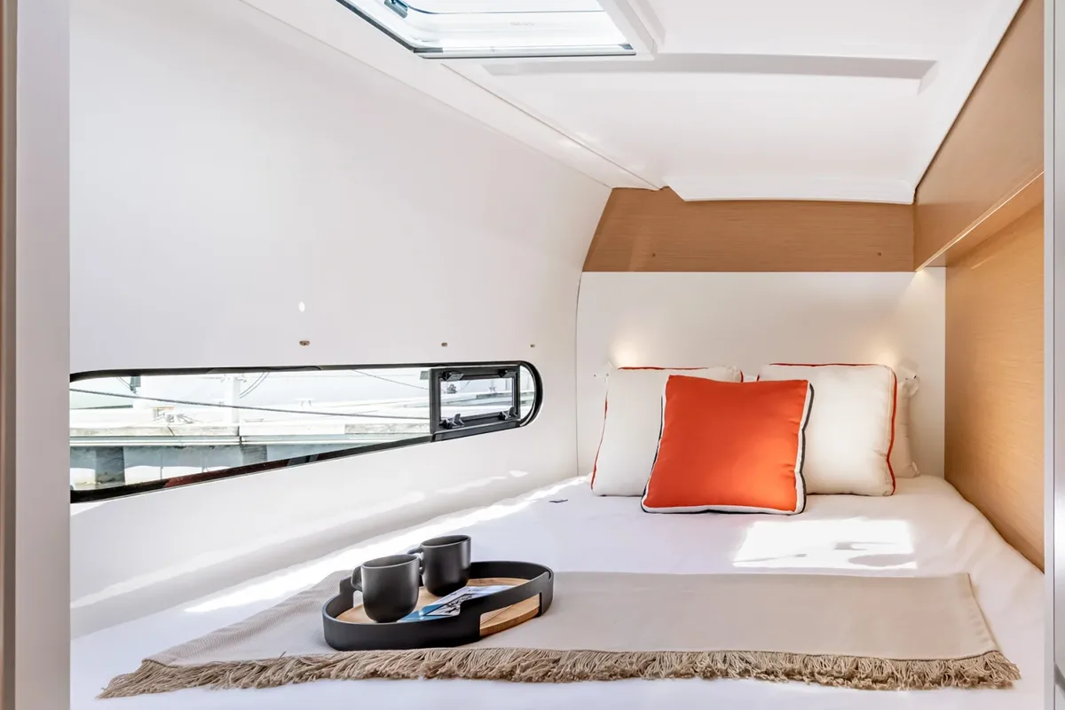 Cabin on Minoas, a Excess 11 catamaran at Agios Stefanos, Greece