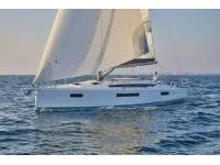 Exterior view of Seamater, a Jeanneau Sun Odyssey 410 sailboat at Preveza, Greece