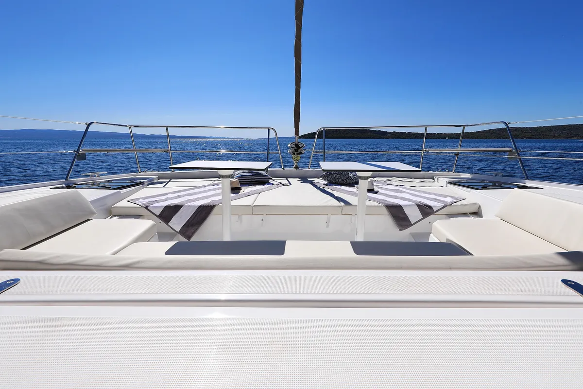 Deck of Bisou, a Bali 4.1 catamaran at Grad Šibenik, Croatia
